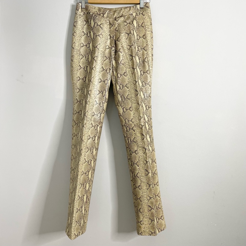 LANA FASHIONS Snakeskin Print Genuine Leather Pants